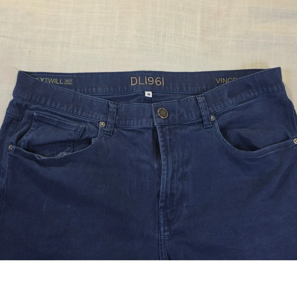 DL1961 Vince Slim Straight Navy Blue XTWILL 360 Comfort Pants Mens 36